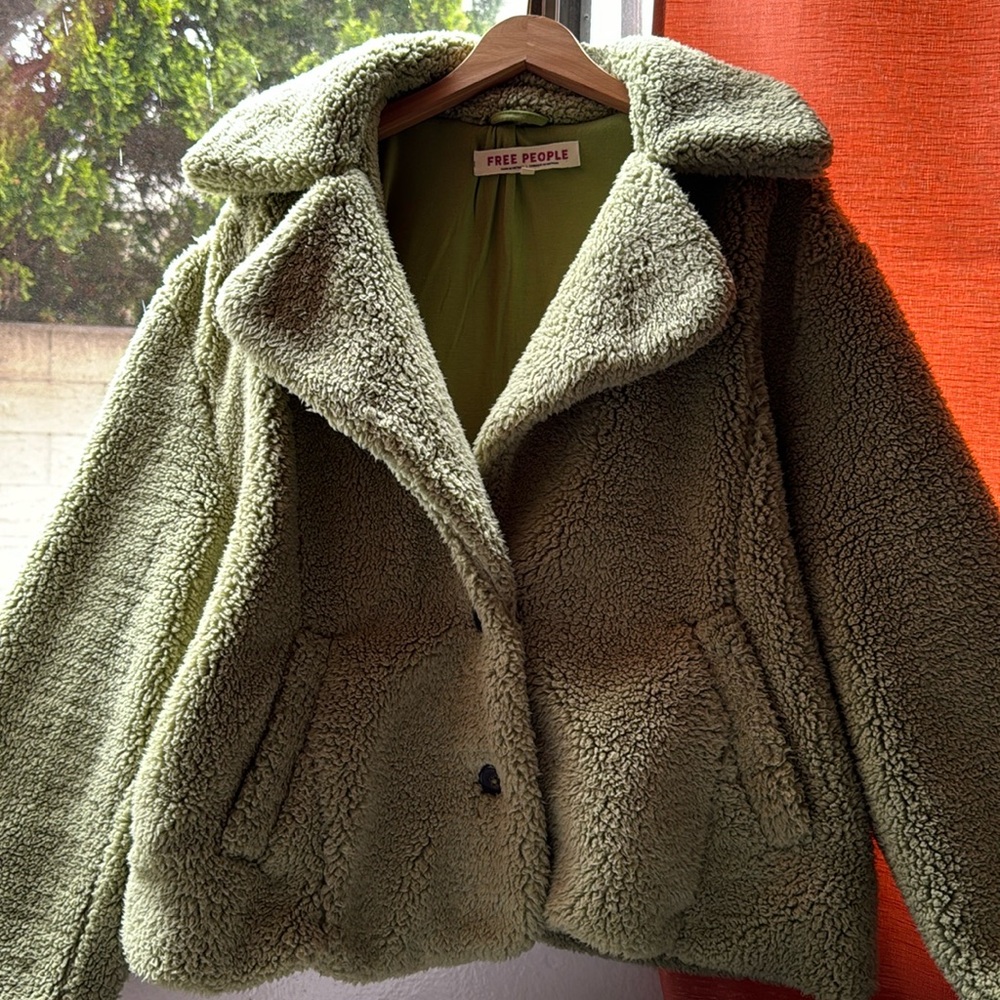 NWT Free People Fluffy Green Jacket